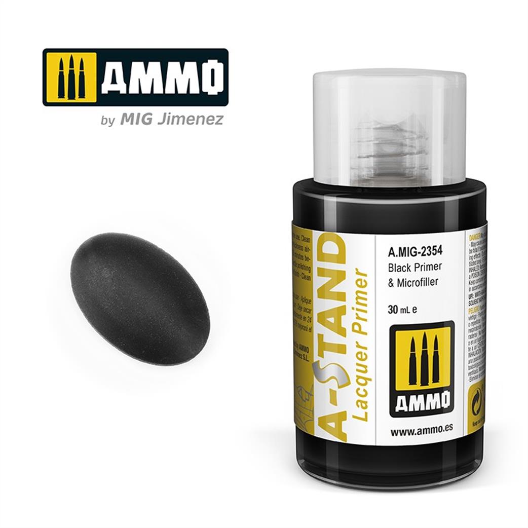 Ammo of Mig Jimenez  A.MIG-2354 A-Stand Black Primer & Microfiller 30ml Bottle