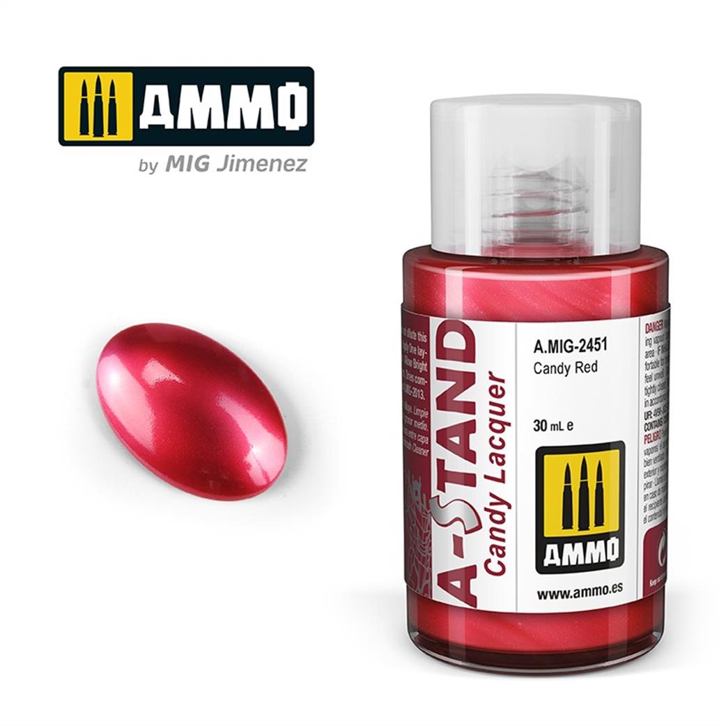 Ammo of Mig Jimenez  A.MIG-2451 A-Stand Candy Red Lacquer 30ml Bottle