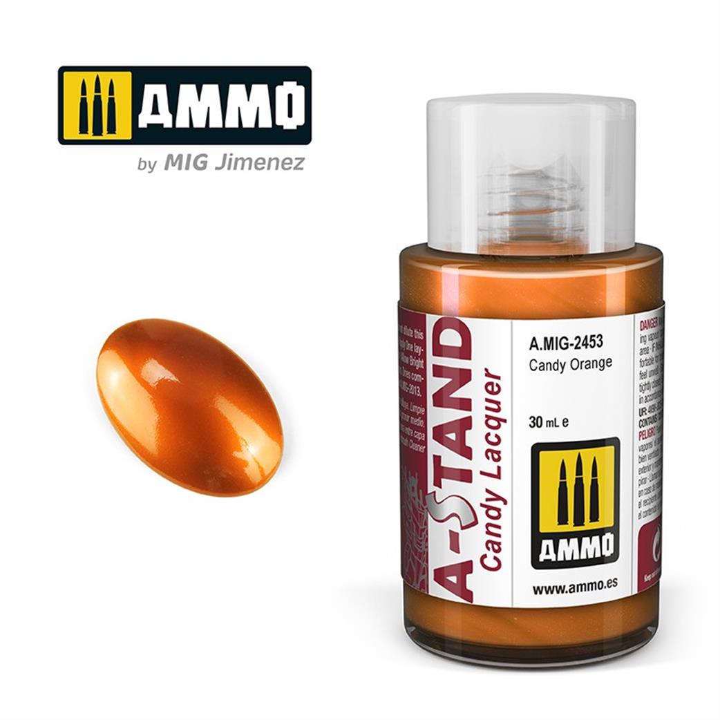 Ammo of Mig Jimenez  A.MIG-2453 A-Stand Candy Orange Lacquer 30ml Bottle