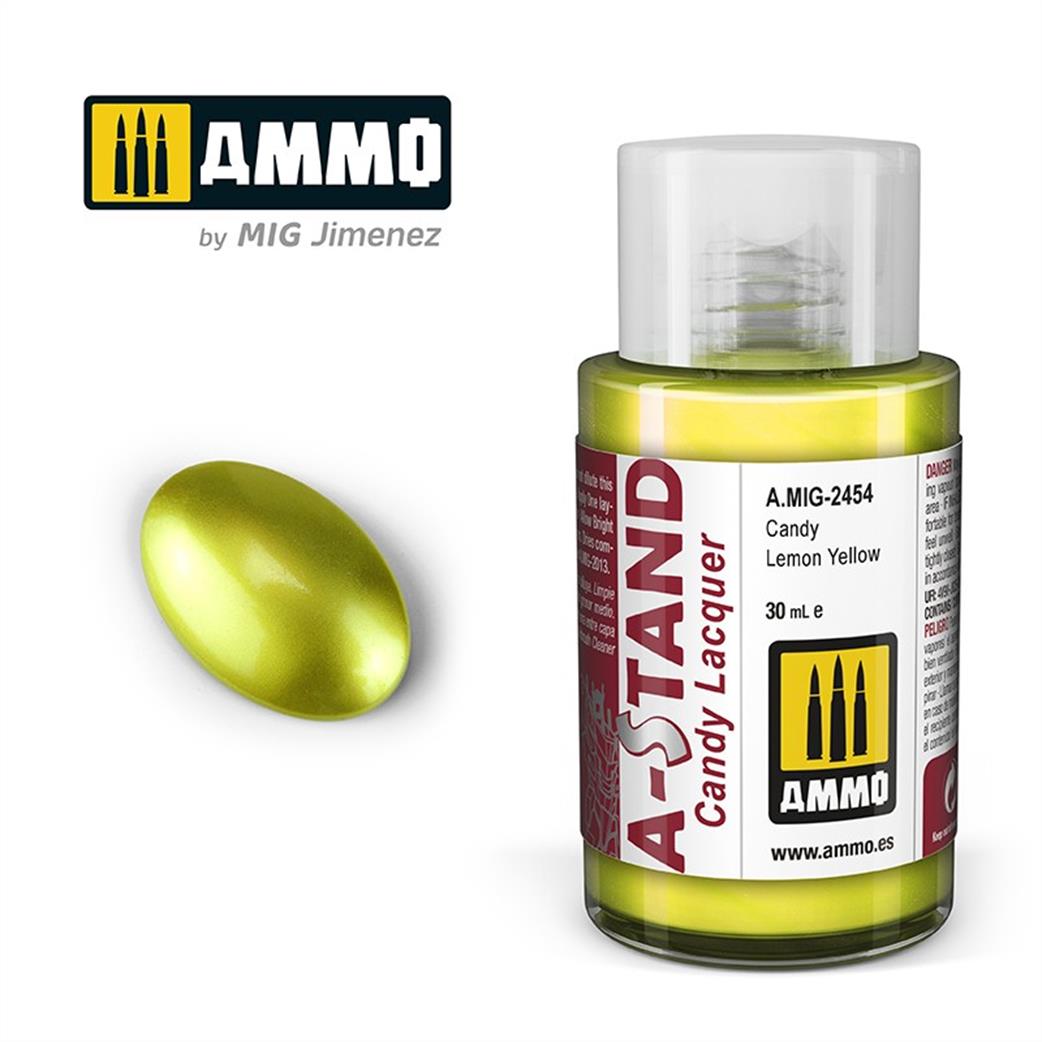Ammo of Mig Jimenez  A.MIG-2454 A-Stand Candy Lemon Yellow Lacquar 30ml Bottle