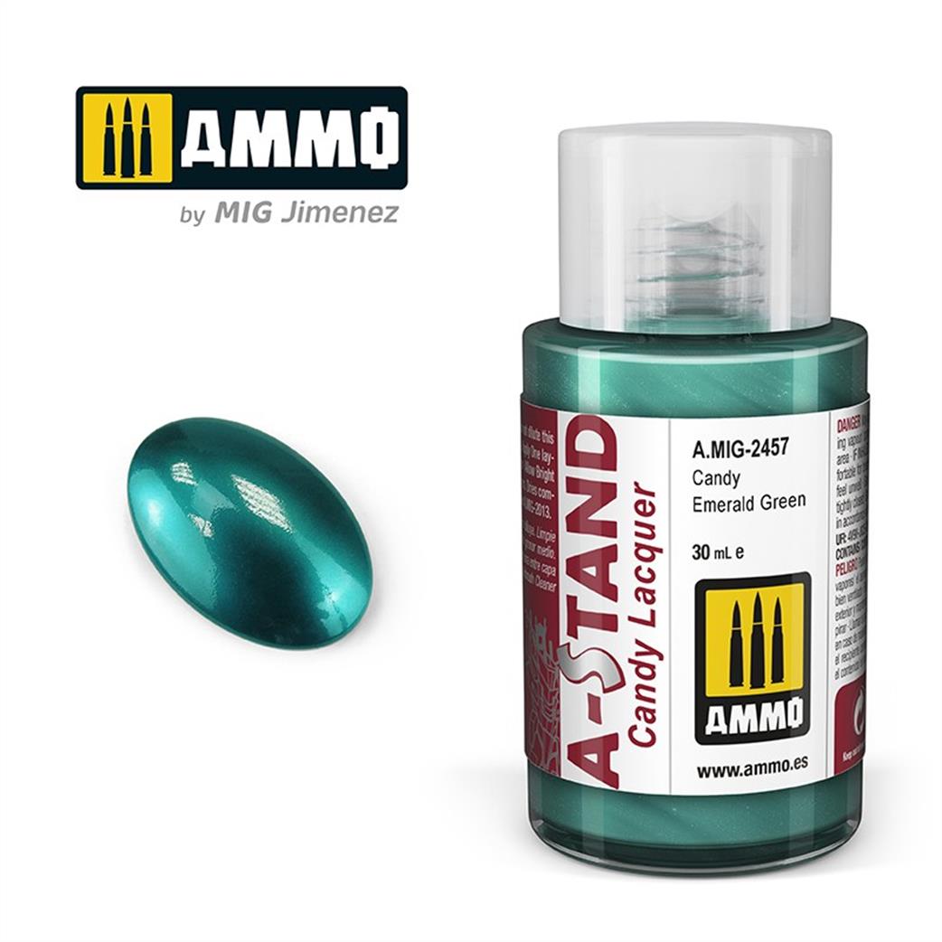 Ammo of Mig Jimenez  A.MIG-2457 A-Stand Candy Emerald Green Lacquer 30ml Bottle