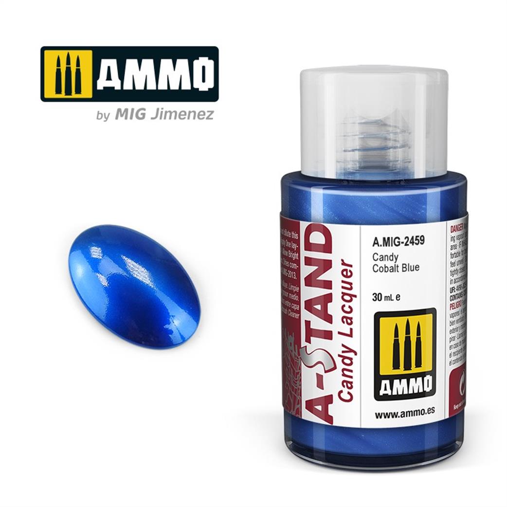 Ammo of Mig Jimenez  A.MIG-2459 A-Stand Candy Colbalt Blue Lacquer 30ml Bottle