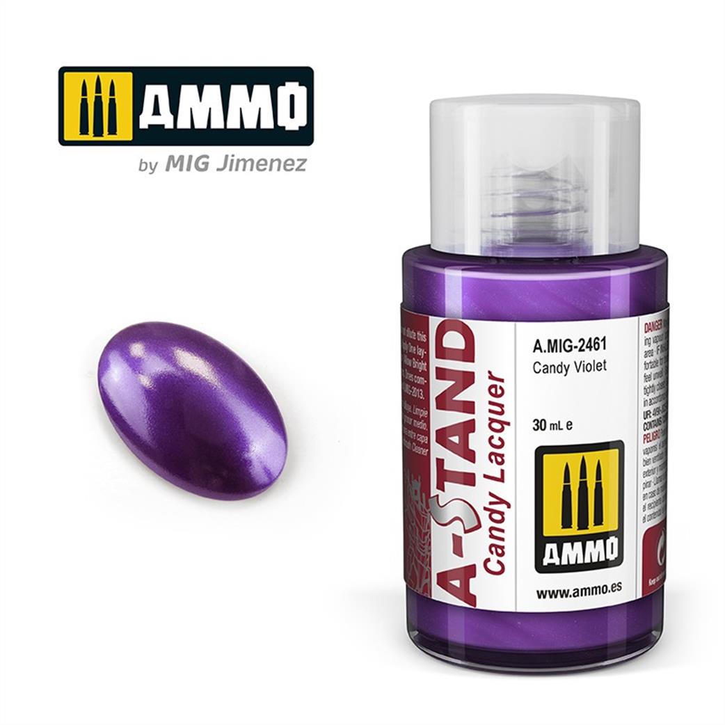 Ammo of Mig Jimenez  A.MIG-2461 A-Stand Candy Violet Lacquer 30ml Bottle
