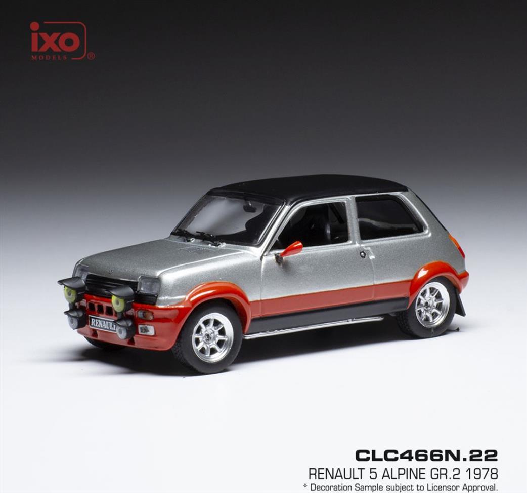 IXO 1/43 CLC466 Renault 5 Alpine Gr. 2 Silver 1978 Diecast Model