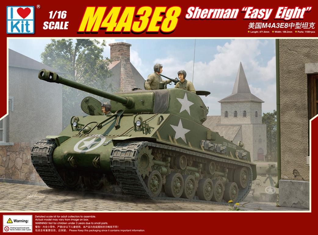 I Love Kit - Merit International 1/16 61615 US M4A3E8 Sherman Easy Eight Medium Tank Kit