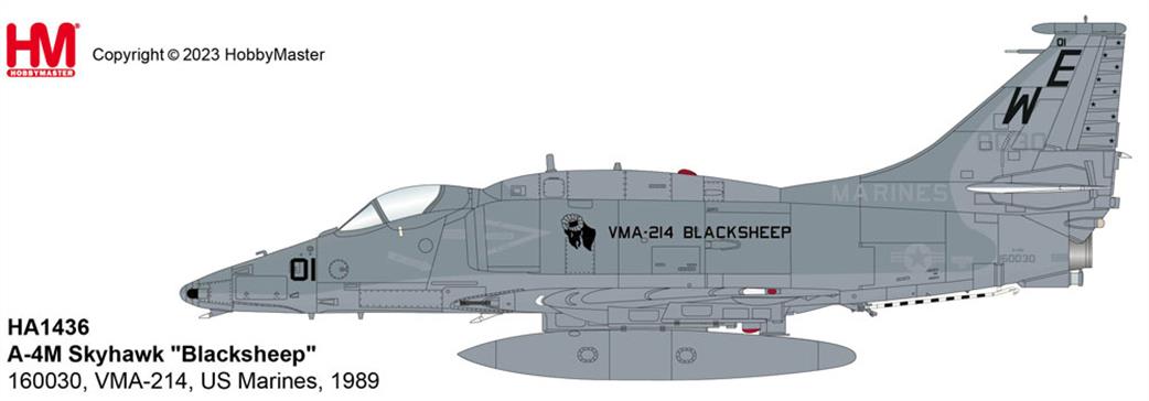 Hobby Master 1/72 HA1436 A-4M Skyhawk VMA-214 Blacksheep Diecast Aircraft Model