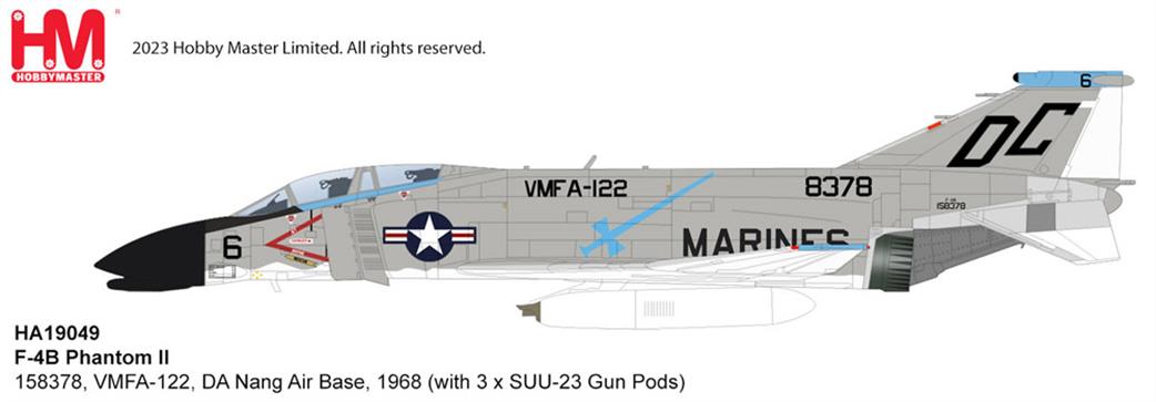 Hobby Master 1/72 HA19049 F-4B Phantom II VMFA-122 Fighter Jet Model