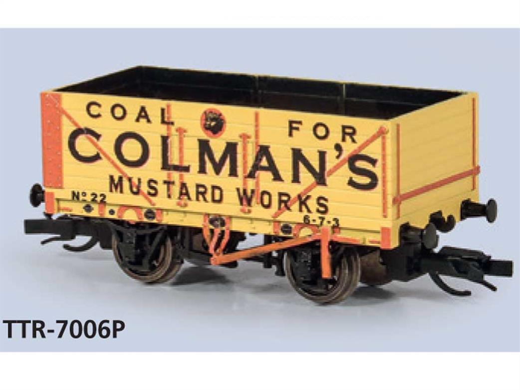 Peco TT:120 TTR-7006P Colmans Mustard 7 Plank Open Coal Wagon