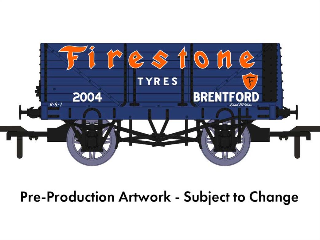 Rapido Trains OO 967212 Firestone Tyres, Brentford RCH 1907 7 Plank Open Wagon 2004