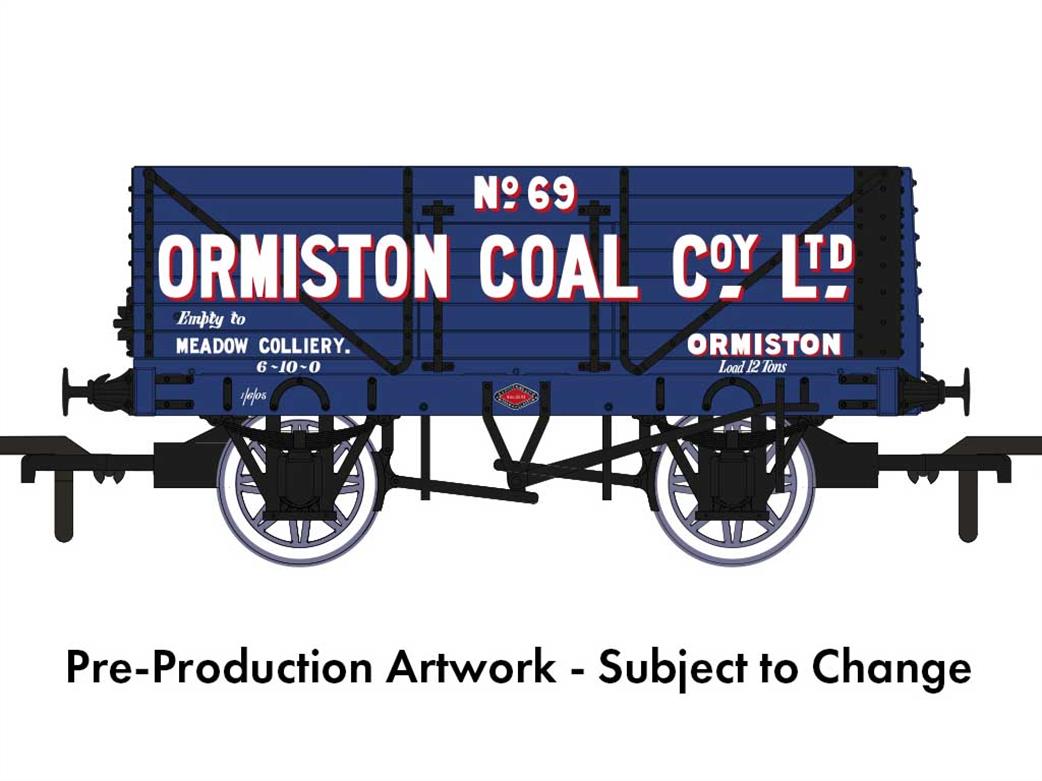 Rapido Trains OO 967218 Ormiston Coal Company RCH 1907 7 Plank Open Wagon 69
