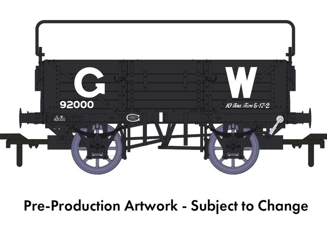 Rapido Trains OO 943002 GWR 92000 Diagram O11 5 Plank Open Wagon with Sheet Rail GWR Grey 25in Lettering