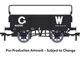 Introduced in 1911 as the GWRs new standard general merchandise open wagon now had 5 plank high sides and was equipped with a folding sheet rail for weather protection. Allocated diagram reference O11 10815 were built between 1911 and 1919, along with a further 2,105 wagons with vacuum train brakes (diagram O15) built by 1922.This model replicates unfitted diagram O11 wagon number 92000 equipped with a sheet rail in GWR goods grey livery with the pre-grouping period 25in height lettering.