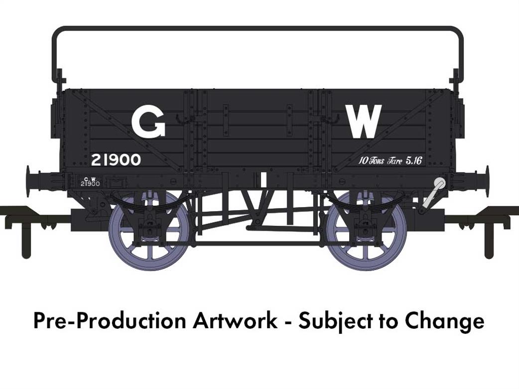 Rapido Trains OO 943006 GWR 21900 Diagram O11 5 Plank Open Wagon with Sheet Rail GWR Grey 16in Lettering