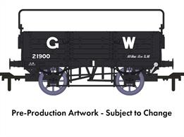 Introduced in 1911 as the GWRs new standard general merchandise open wagon now had 5 plank high sides and was equipped with a folding sheet rail for weather protection. Allocated diagram reference O11 10815 were built between 1911 and 1919, along with a further 2,105 wagons with vacuum train brakes (diagram O15) built by 1922.This model replicates unfitted diagram O11 wagon number 21900 with sheet rail in GWR goods grey livery with post-grouping 16in height lettering.