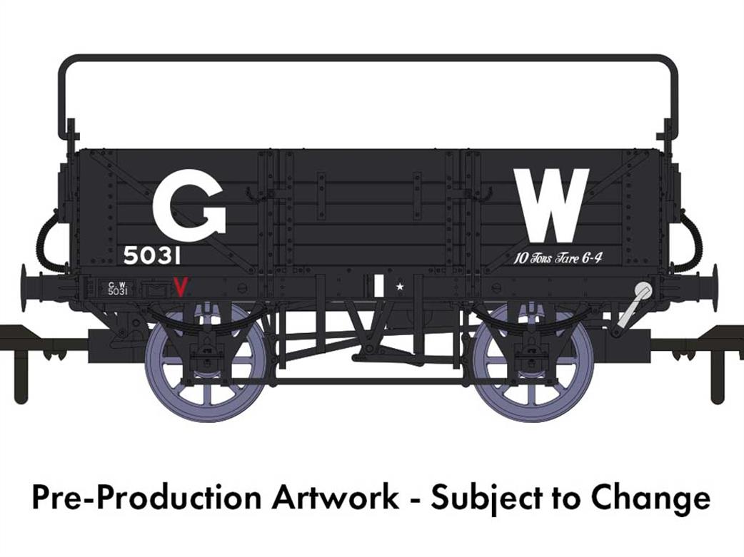 Rapido Trains 943014 GWR 5031 Diagram O15 Vacuum Braked 5 Plank Open Wagon with Sheet Rail GWR Grey 25in Lettering OO