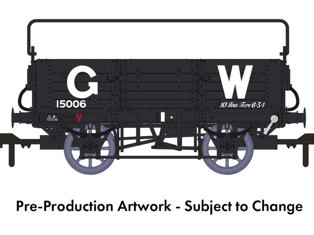 Rapido Trains OO 943015 GWR 15006 Diagram O15 Vacuum Braked 5 Plank Open Wagon with Sheet Rail GWR Grey 25in Lettering