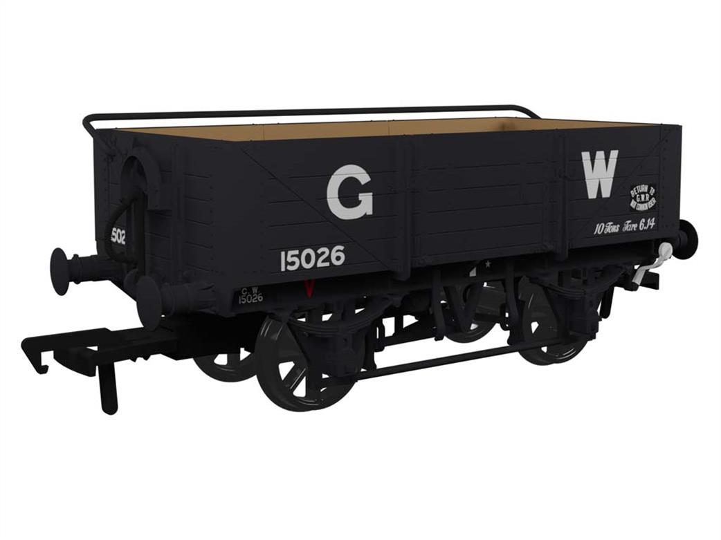 Rapido Trains OO 943017 GWR 15026 Diagram O15 Vacuum Braked 5 Plank Open Wagon with Sheet Rail GWR Grey 16in Lettering