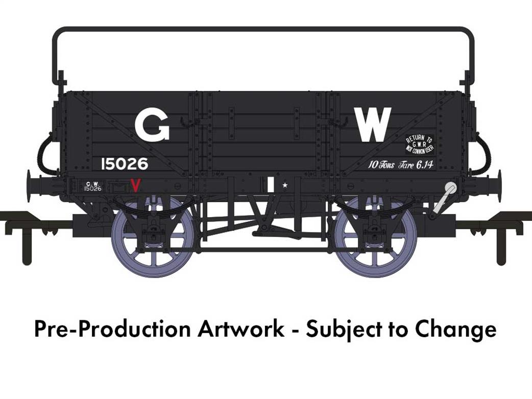 Rapido Trains 943017 GWR 15026 Diagram O15 Vacuum Braked 5 Plank Open Wagon with Sheet Rail GWR Grey 16in Lettering OO