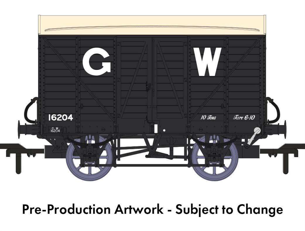 Rapido Trains 944003 GWR 16204 Diagram V14 Vacuum Braked MINK A Ventilated Box Van GWR Grey 25in Lettering OO
