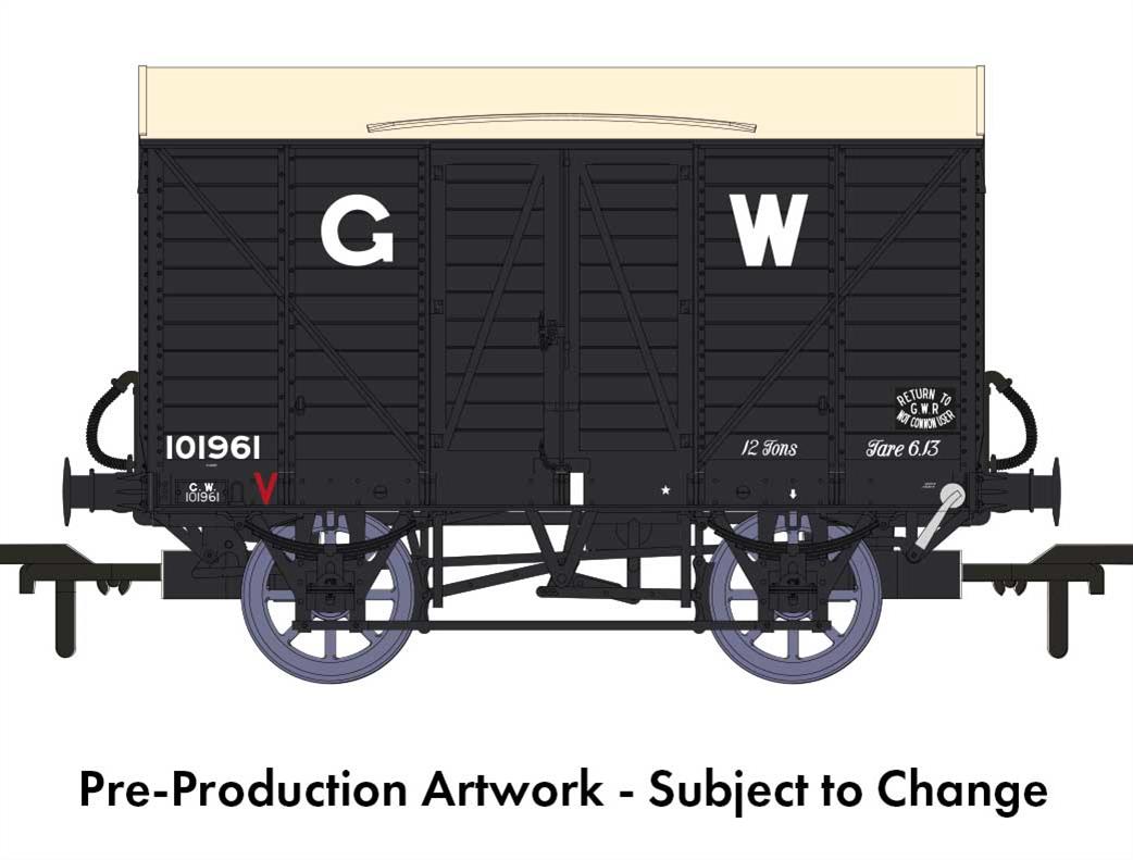 Rapido Trains 944004 GWR 101961 Diagram V14 Vacuum Braked MINK A Ventilated Box Van GWR Grey 16in Lettering OO