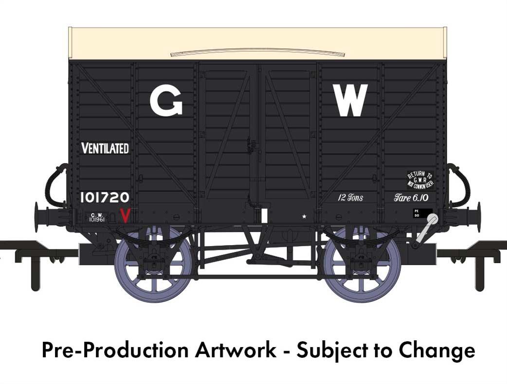Rapido Trains 944005 GWR 101720 Diagram V14 Vacuum Braked MINK A Ventilated Box Van GWR Grey 16in Lettering OO