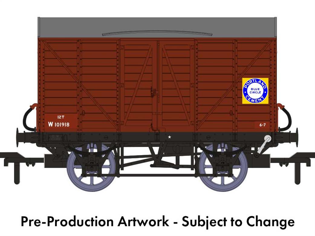 Rapido Trains OO 944011 BR W101918 GWR Diagram V14 Vacuum Braked MINK A Ventilated Box Van BR Bauxite Blue Circle Cement Poster