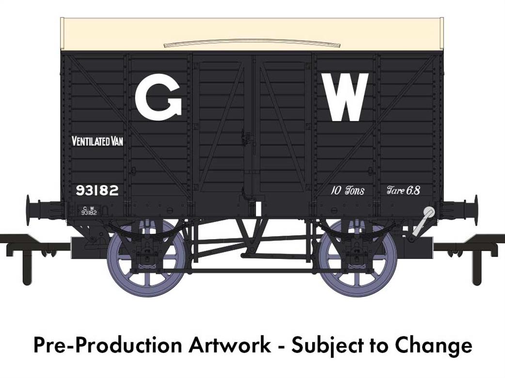 Rapido Trains 944014 GWR 93182 Diagram V16 MINK Ventilated Box Van GWR Grey 25in Lettering OO