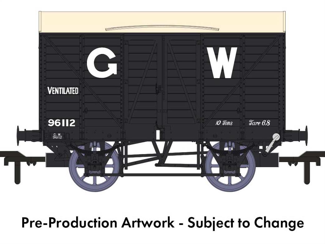 Rapido Trains OO 944015 GWR 96112 Diagram V16 MINK Ventilated Box Van GWR Grey 25in Lettering