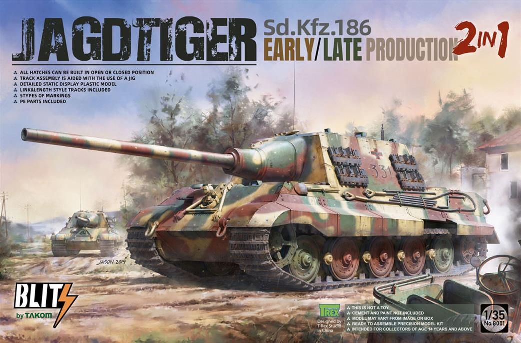 Takom 1/35 08001 Jagdtiger SdKfz186 2 in 1 Early/Late Production Plastic kit