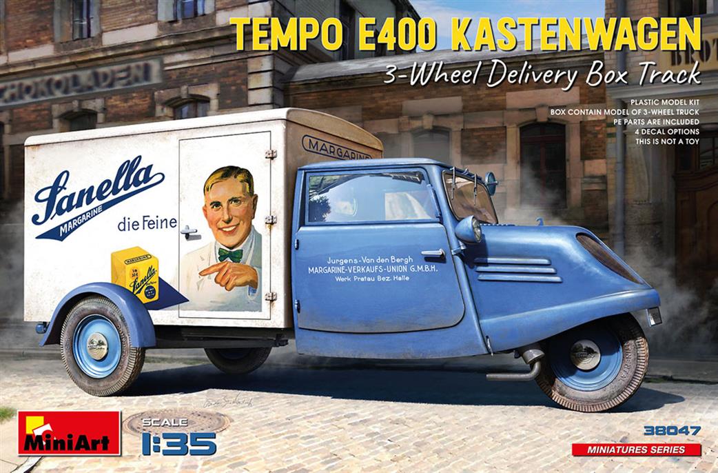 MiniArt 1/35 38047 Tempo E400 Kastenwagen 3 Wheel Box Truck Plastic Kit