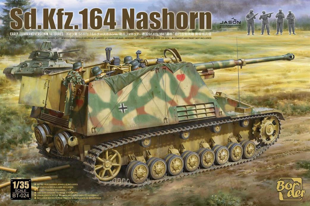 Border Models 1/35 BT-024 Sd.Kfz 164 Nashorn German WW2 SPG with 4 Crew Plastic kit