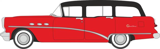 Oxford Diecast 87BCE54003 1/87th Buick Century Estate Wagon 1954 Matador Red/Carlsbad Black
