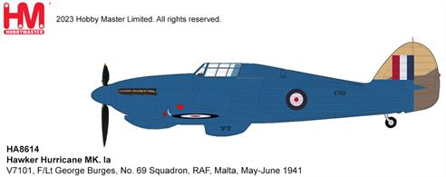 Hawker Hurricane MK. Ia V7101, F/Lt George Burges, No. 69 Squadron, RAF, Malta, May-June 1941