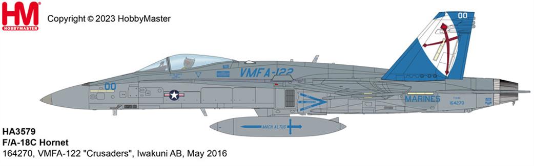 Hobby Master 1/72 HA3579 F/A-18C Hornet VMFA-122 Crusaders Iwakuni AB Diecast Aircraft Model