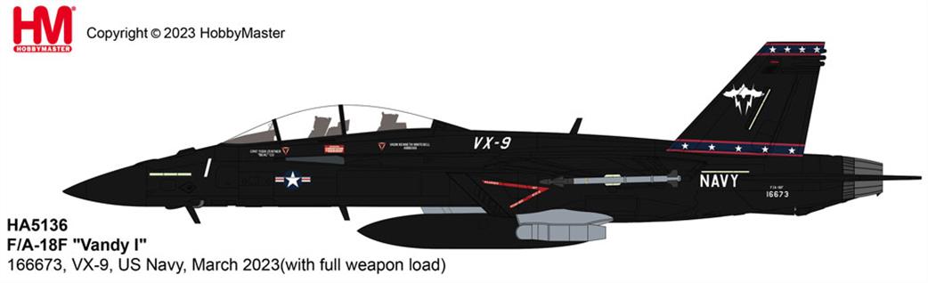 Hobby Master 1/72 HA5136b F/A-18F Vandy I VX-9 US Navy, March 2023 with Weapons