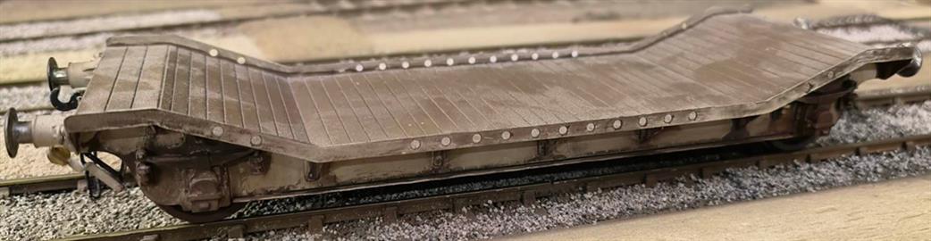 Preowned O Gauge WAGON10 Kit Built Brass GWR Loriot M Diagram G14 Lowmac Machinery Wagon in Primer