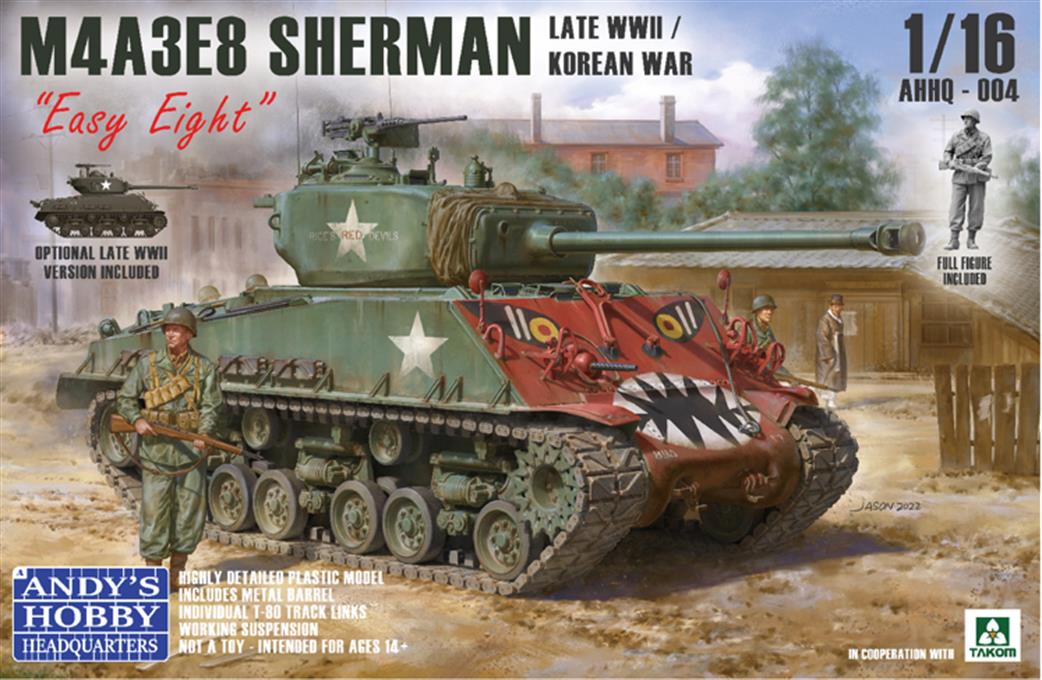 Andys Hobby Headquarters 1/16 AHHQ004 US M4A3E8 Sherman Easy Eight Tank Korean War Plastic Kit