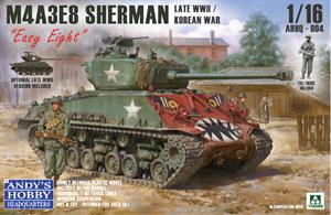 1:16 SCALE M4A3E8 Sherman "Easy Eight" with T80 tracks 2 WWII Late options or 3 Korean War options INCLUDES Metal barrel Full body figure Workable T80 track links Workable suspension Decals
