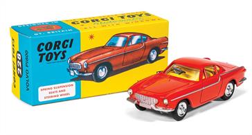 Originally issued by Corgi Toys in 1962, the 228 Volvo P1800 was released in several colours, including this striking red. The model is supplied in a recreation of the original Corgi Toys packaging.