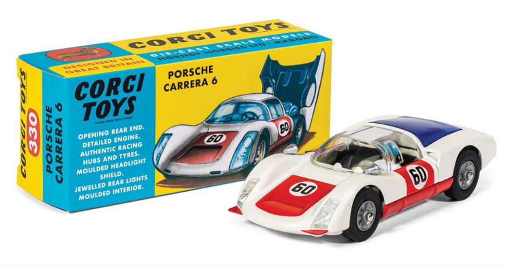 Corgi 1/43 RT33001 Porsche Carrera 6 Red & White Vintage Corgi Toy Model