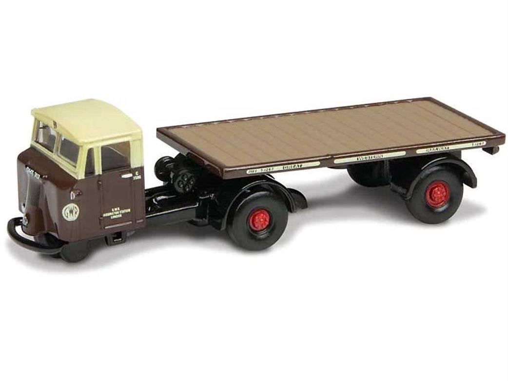 Oxford Diecast 1/120 120MH003 Scammell Mechanical Horse Flat Bed Trailer GWR