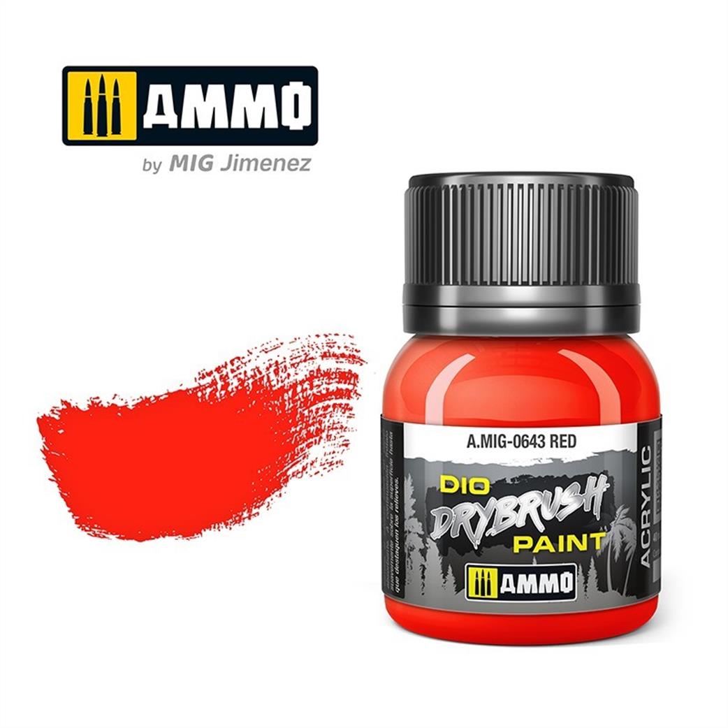 Ammo of Mig Jimenez  A.MIG-0643 Bright Red Special Dio Drybrush Paint 40ml Pot