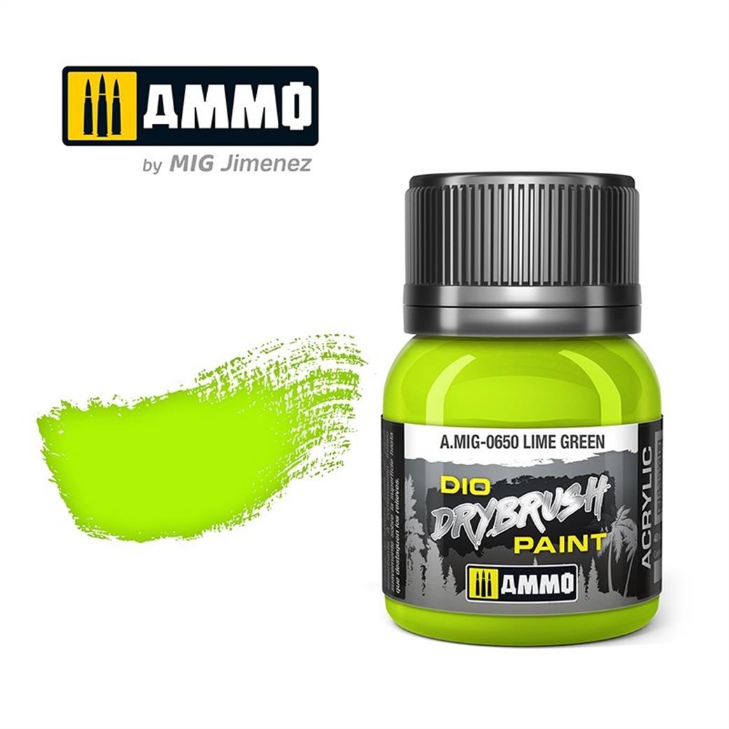 Ammo of Mig Jimenez  A.MIG-0650 Lime Green Special DIO Drybrush Paint 40ml Pot