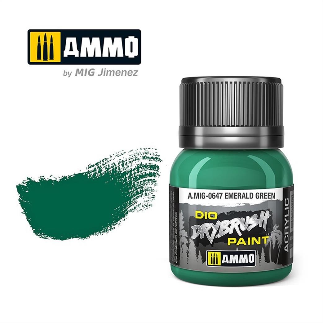 Ammo of Mig Jimenez  A.MIG-0647 Emerald Green Special Dio Drybrush Paint 40ml Pot