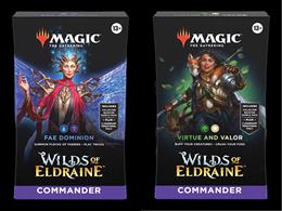 There are 2 different decks for Wilds of Eldraine.  You will be sent one at random unless otherwise specified, subject to availability.The decks are:Fae Dominion - Blue/BlackVirtue and Valor - Green/White