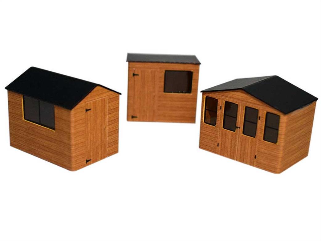 ATD Models OO ATD004 Three Brown Garden Sheds Card Construction Kit