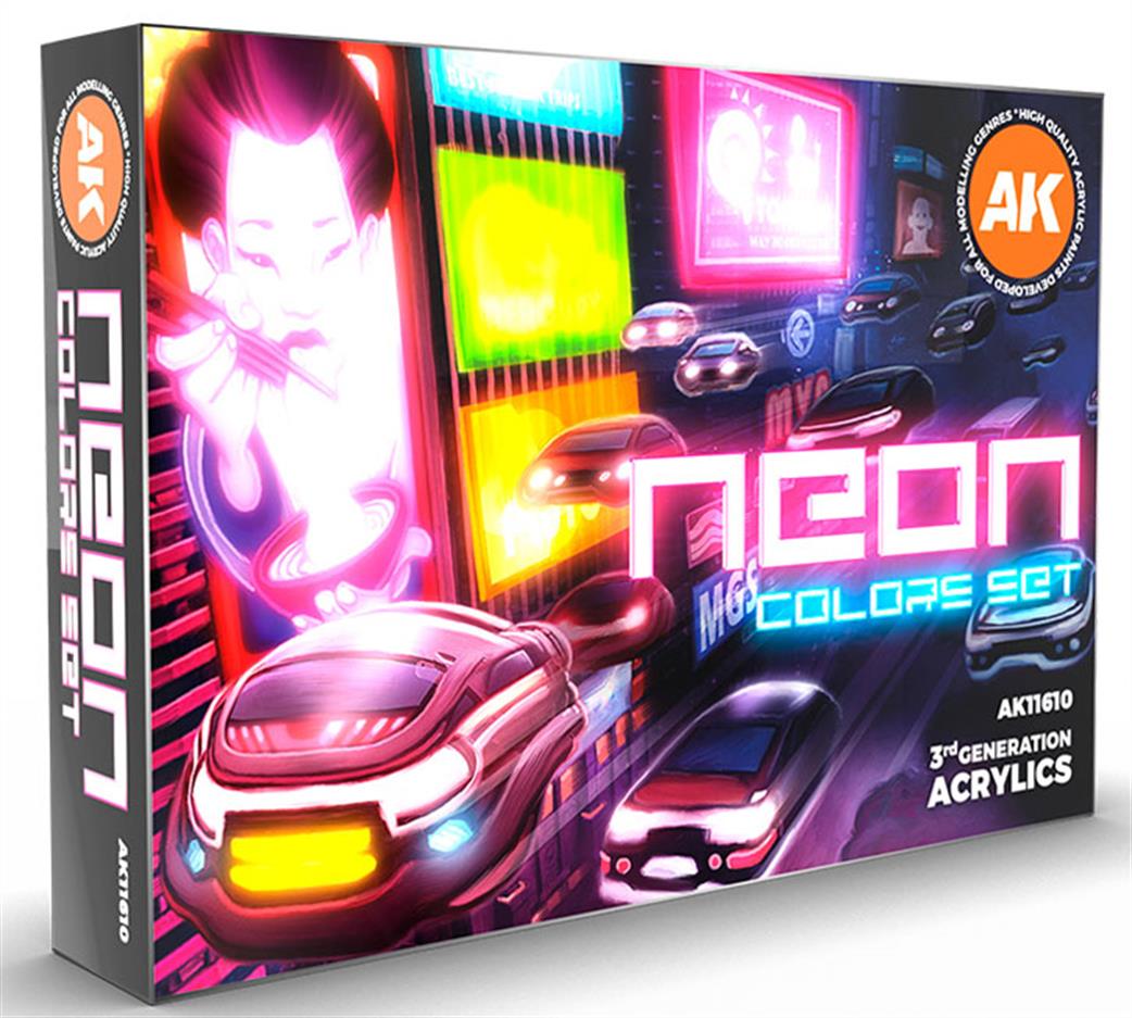 AK Interactive  AK11610 Neon Acrylic Colours Set Pack of 6