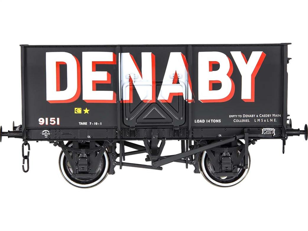 Dapol O Gauge 7F-041-005 Denaby 9151 Charles Roberts Slope Sided 14 Ton Mineral Wagon Black 1935-1950s