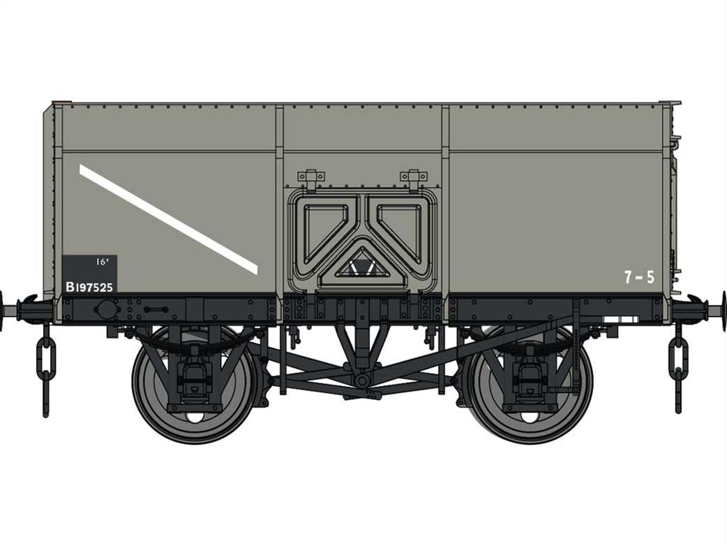 Dapol O Gauge 7F-041-008 BR B197525 Charles Roberts Slope Sided 14 Ton Mineral Wagon BR Grey 1950s-1960s