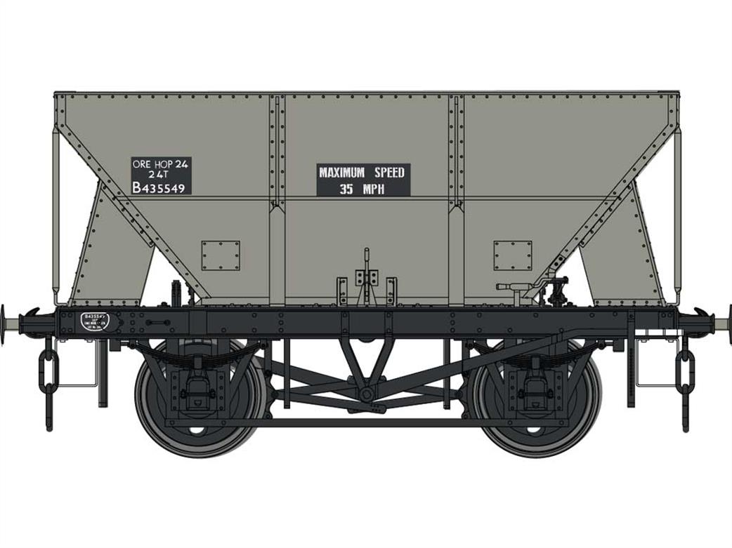 Dapol O Gauge 7F-033-005 BR B435549 24 Ton Iron Ore Hopper Wagon BR Bauxite ORE HOP 24 35mph